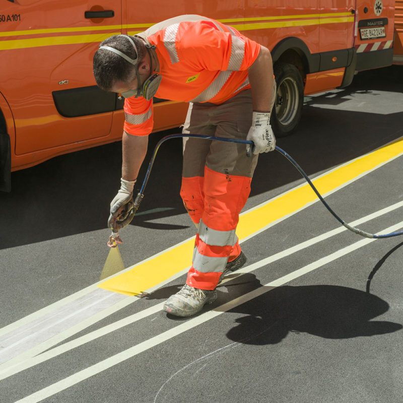 Road signage and traffic management equipment installed at a worksite